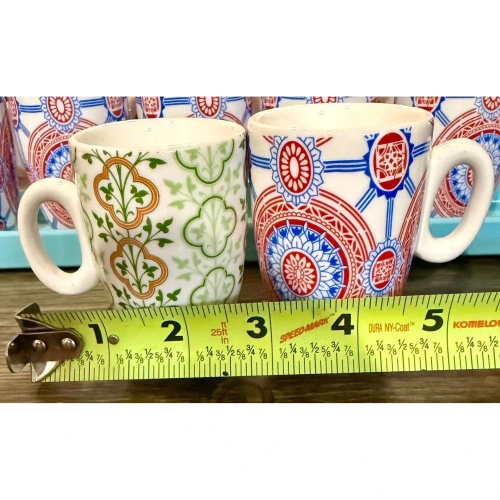 Pier 1 Espresso Cup Set 12pc Multicolor Excellent Mediterranean Boho Floral
